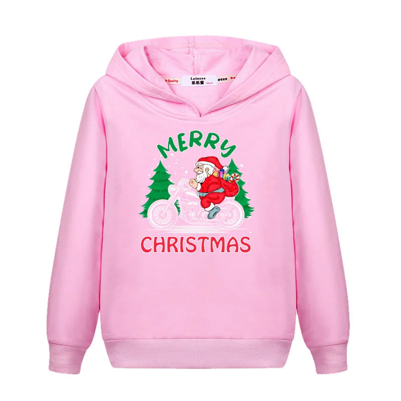Christmas Santa Print Kids Hoodie Sweatshirt