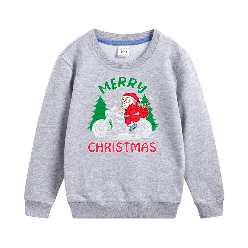 Christmas Santa Print Kids Hoodie Sweatshirt