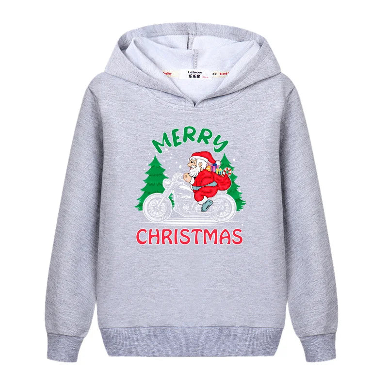 Christmas Santa Print Kids Hoodie Sweatshirt