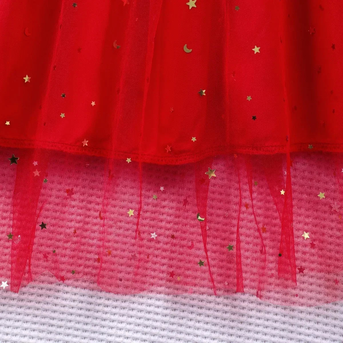 tulle detail of a-line dress for girls, winter holiday outfit 