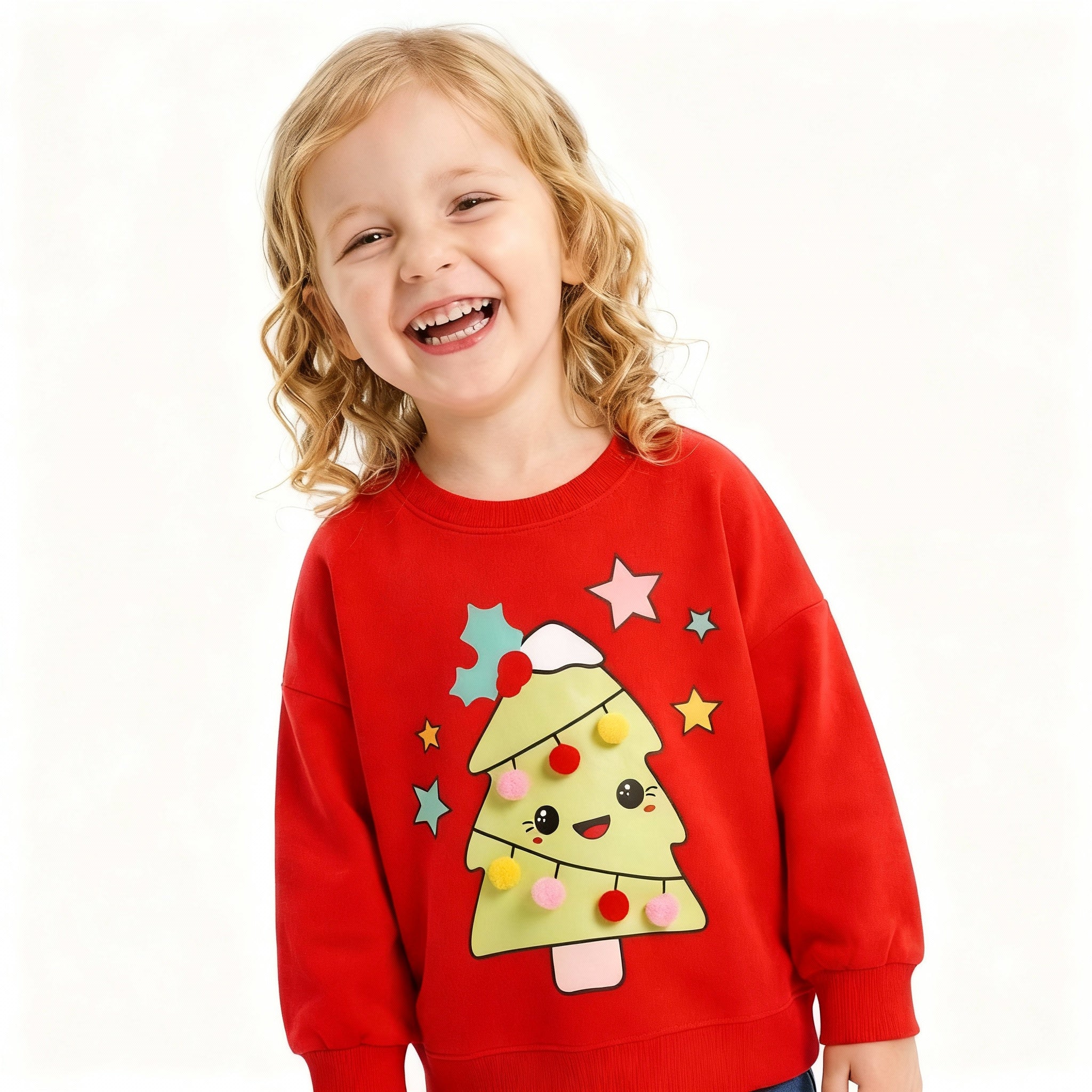 Girls Christmas Tree Cartoon Hoodie Sweatshirt