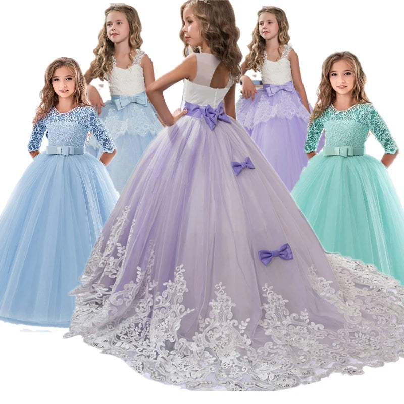 Children Flower Elegant Wedding Gown Vestidos Christmas Dress