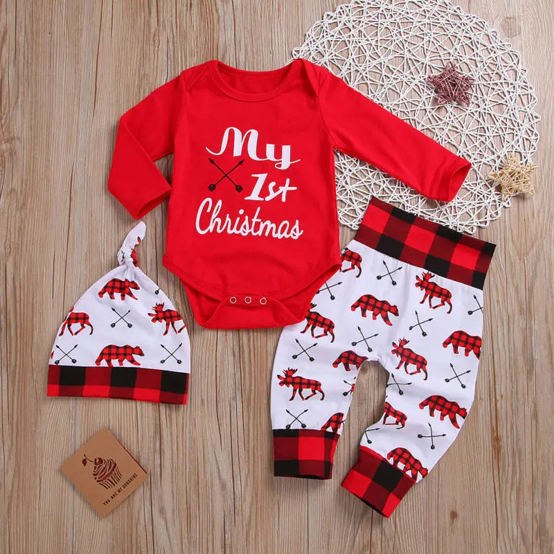 Lovely Baby Boy My First Christmas Letter Romper