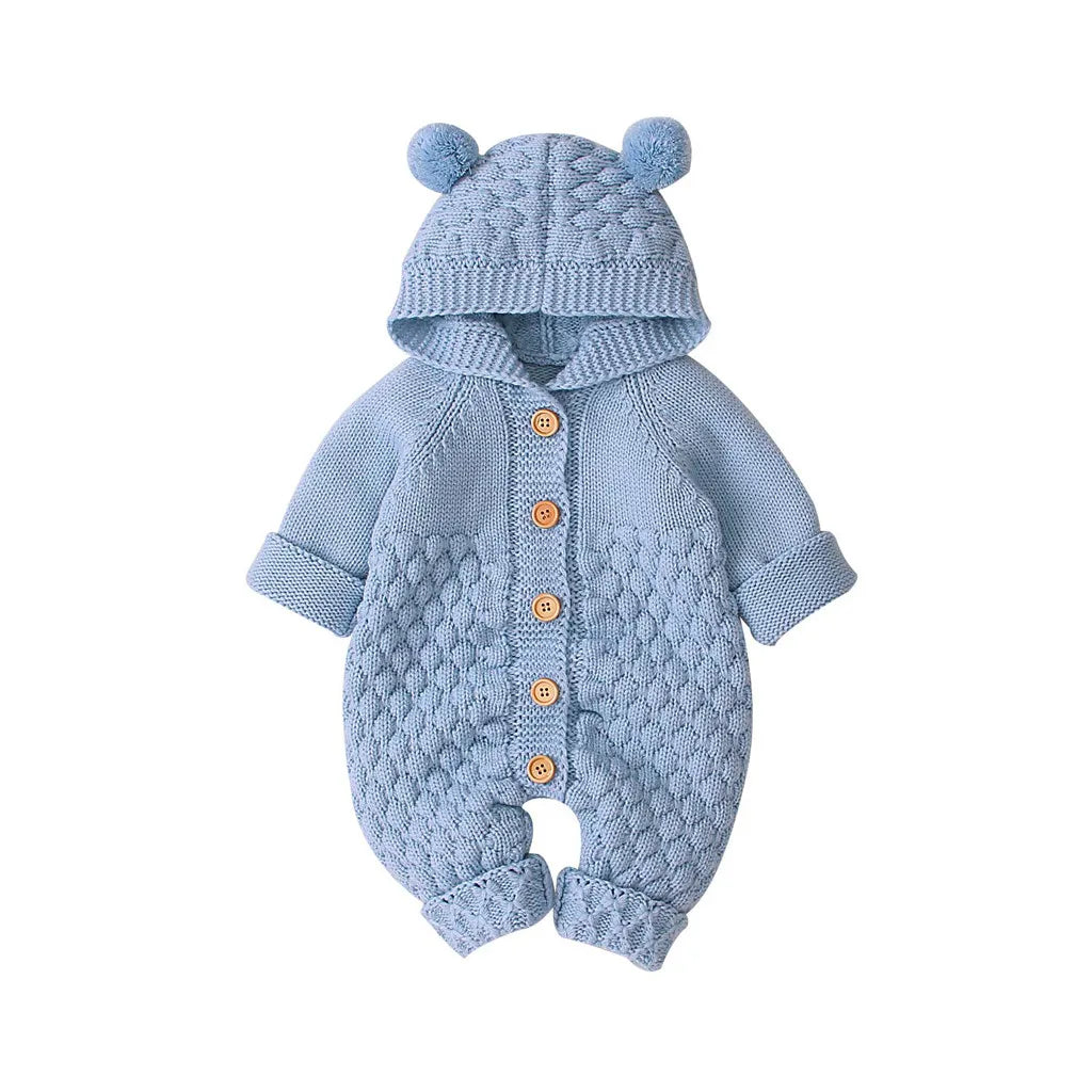 MOMSTAG Baby Knitted Hooded Romper Jumpsuit (3-24M)