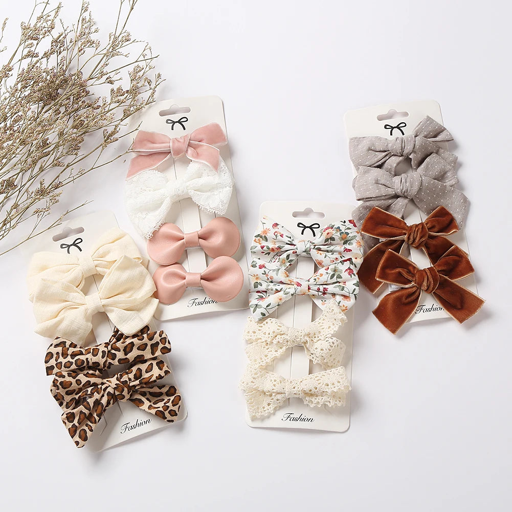 Leopard Dot Bow Hair Accessories – Kids Set