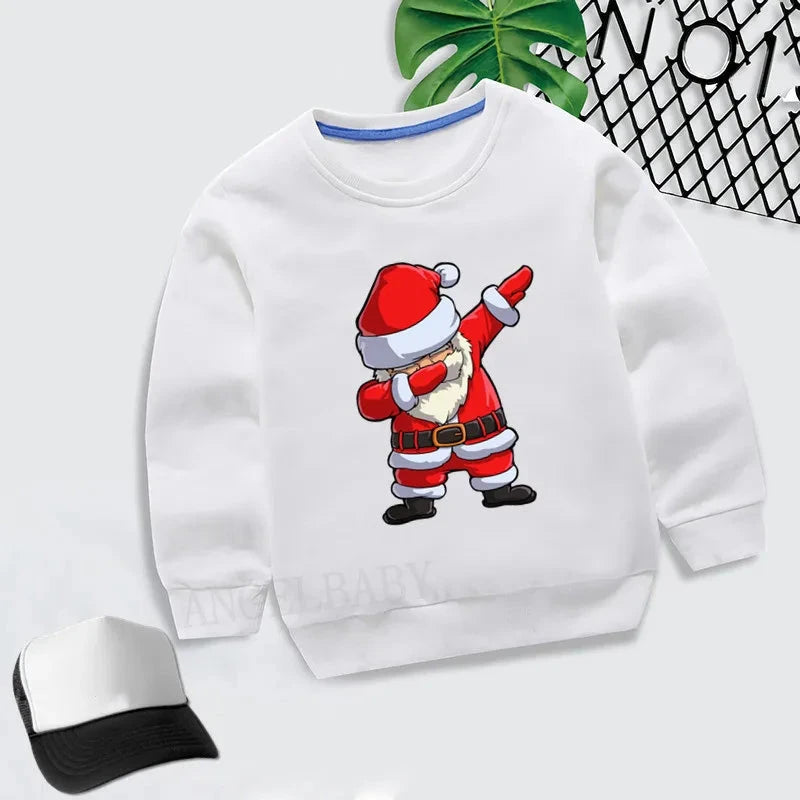 Kids Merry Christmas Dabbing Santa Pattern Cartoon Hoodies