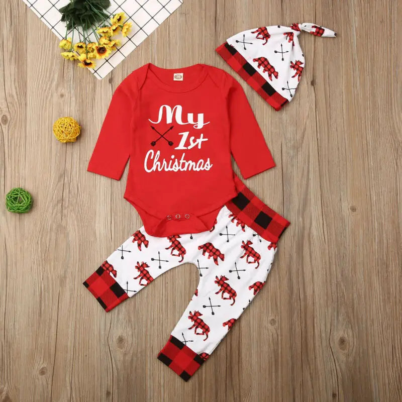 Lovely Baby Boy My First Christmas Letter Romper