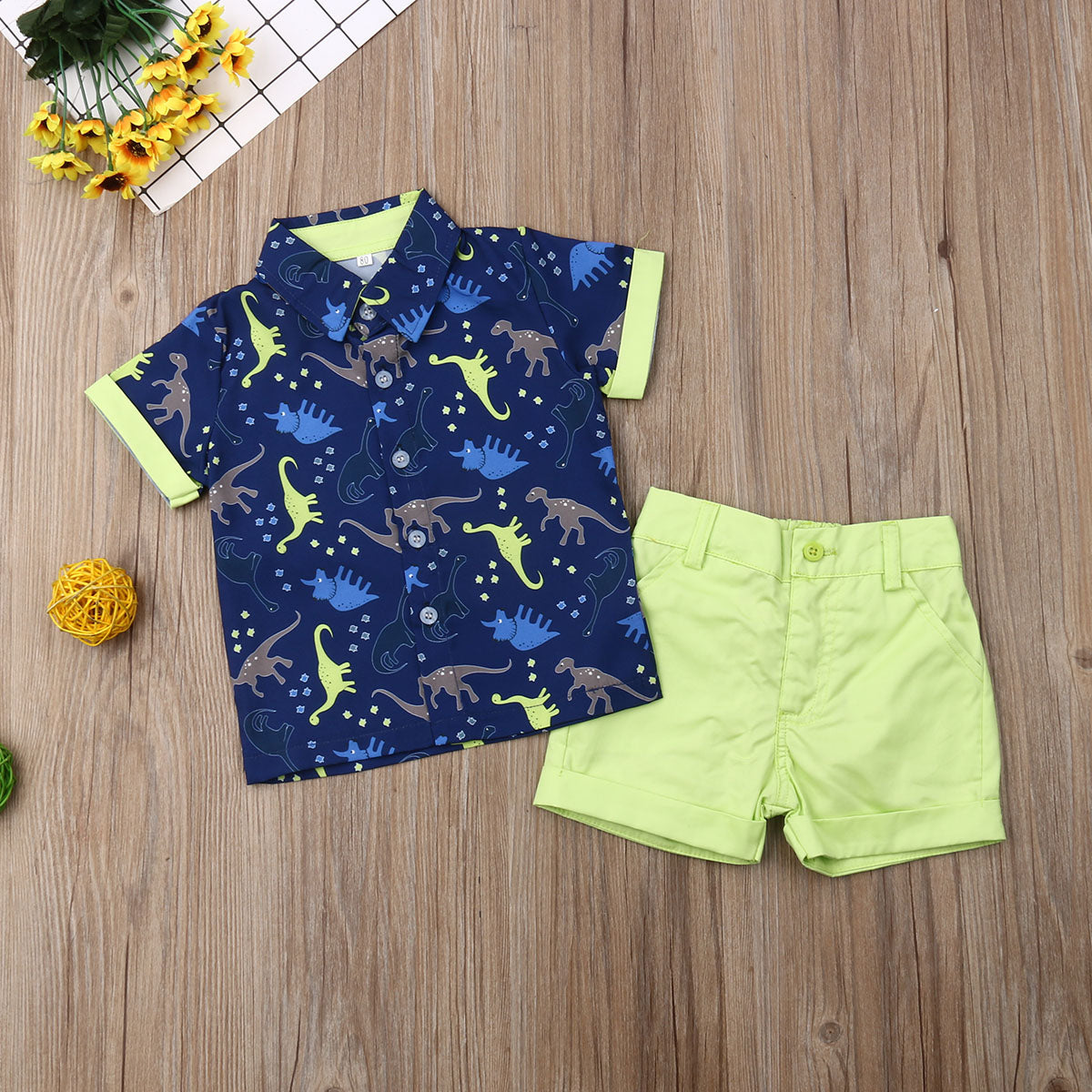 2PCS Cotton T-Shirt and Denim Shorts for Boys