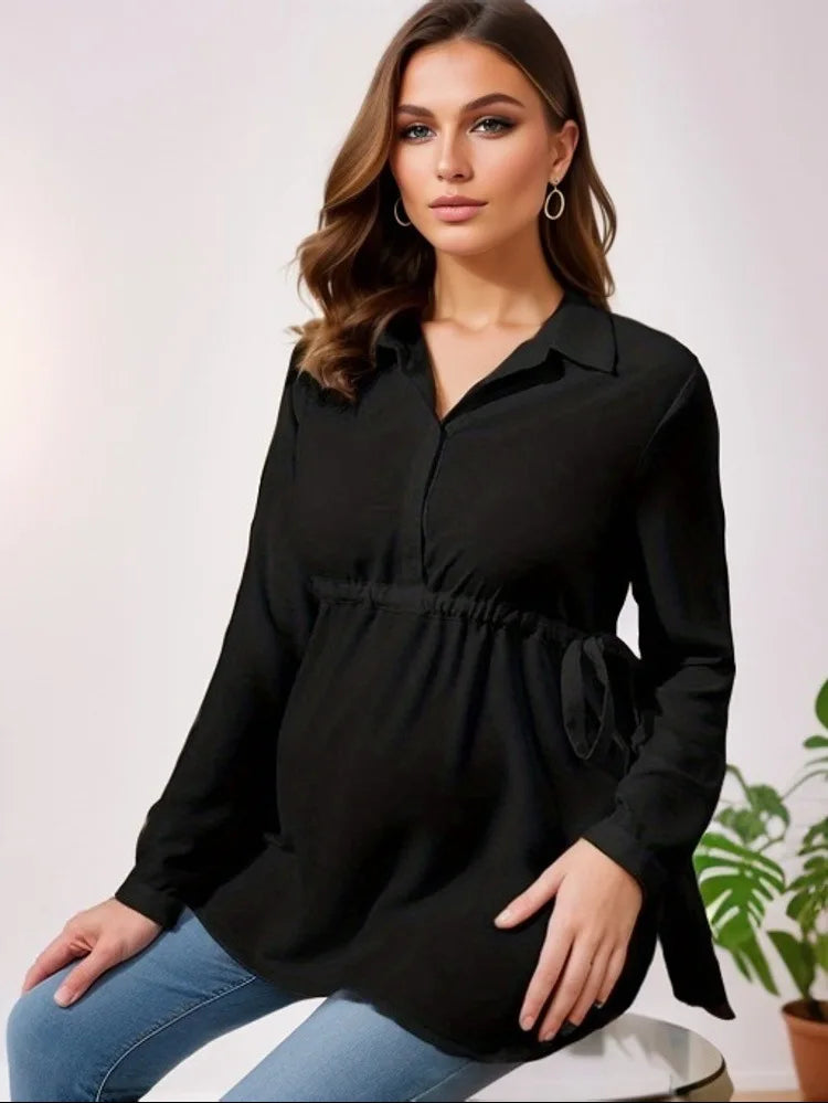V-Neck Long Sleeve Maternity Top