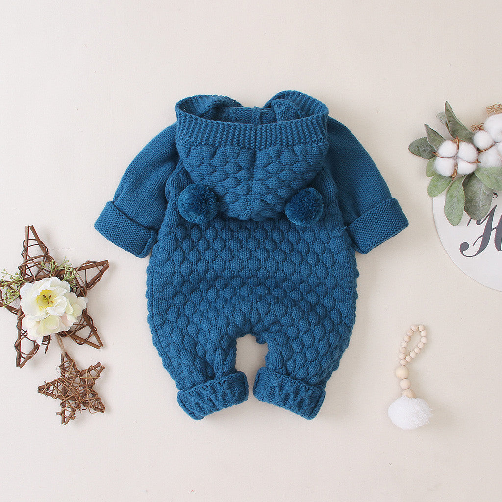 MOMSTAG Baby Knitted Hooded Romper Jumpsuit (3-24M)