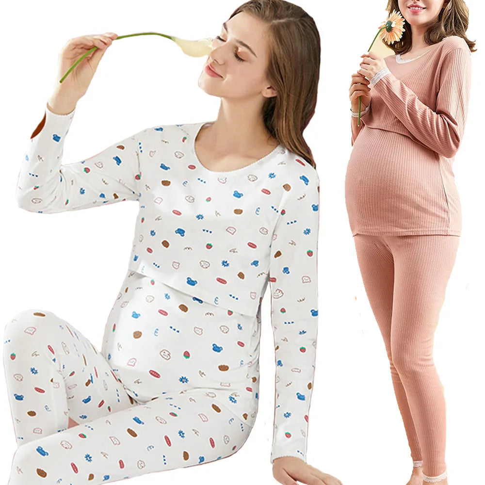 MOMSTAG Maternity Adjustable Pajama Set (Nursing Top & Pants)