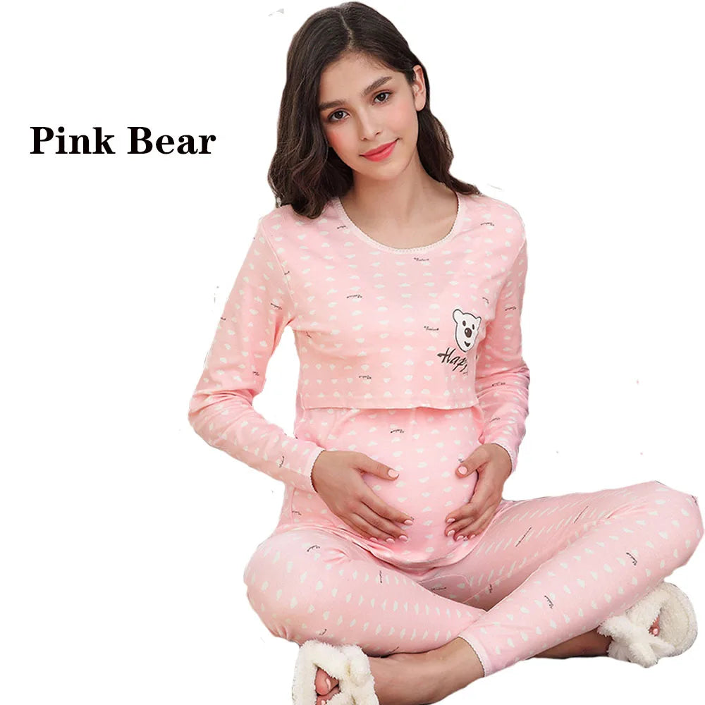 MOMSTAG Maternity Adjustable Pajama Set (Nursing Top & Pants)