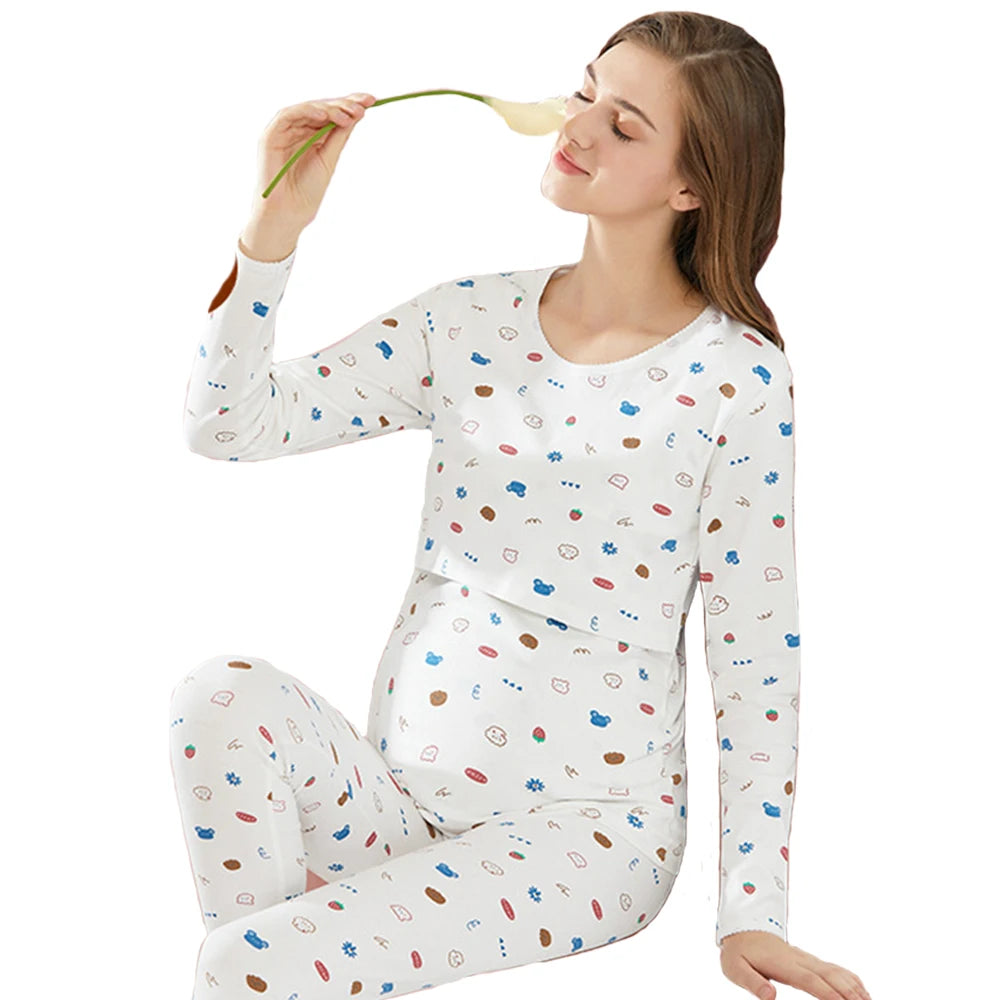 MOMSTAG Maternity Adjustable Pajama Set (Nursing Top & Pants)