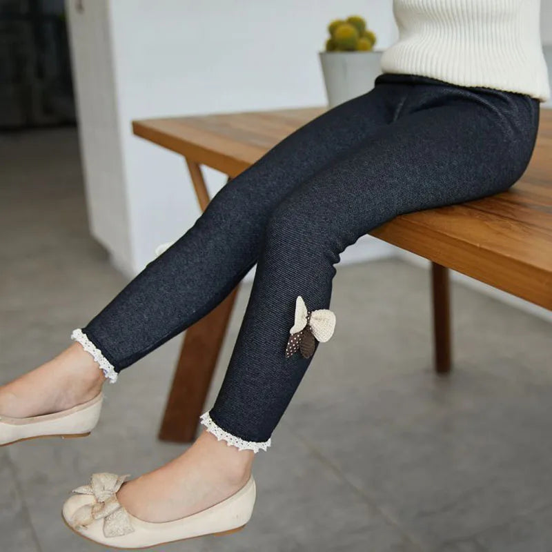 Thick Bow Pants for Girls  — Winter Leggings