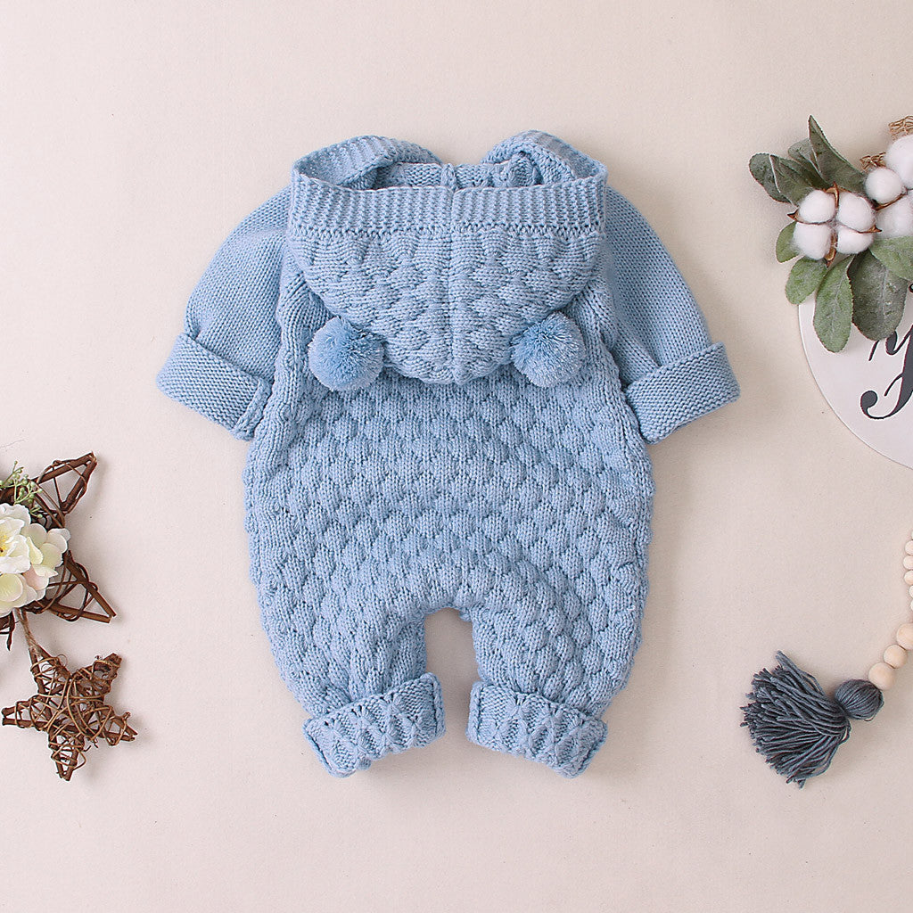 MOMSTAG Baby Knitted Hooded Romper Jumpsuit (3-24M)