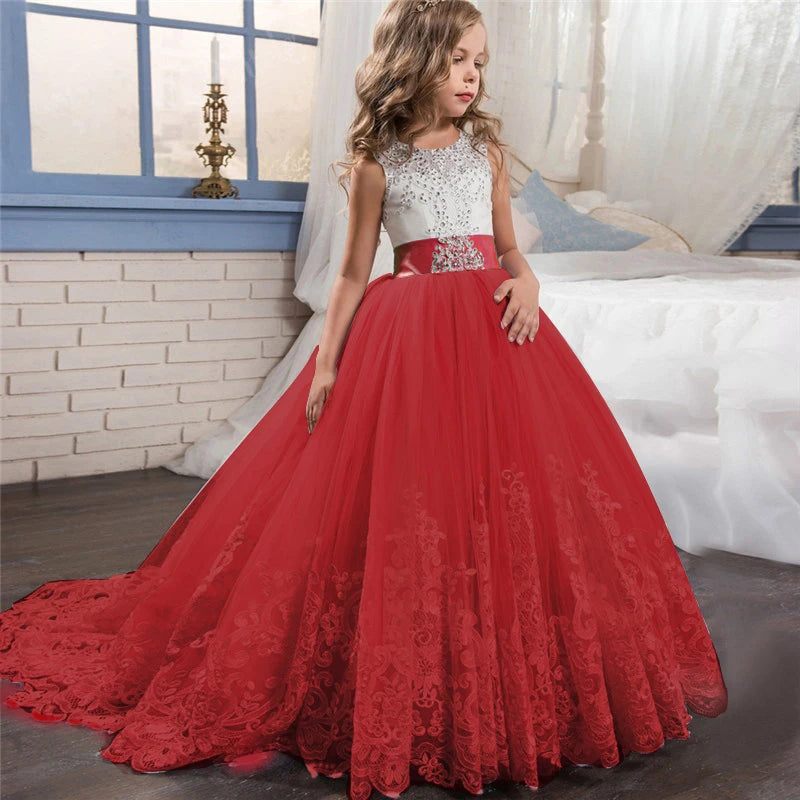 Children Flower Elegant Wedding Gown Vestidos Christmas Dress