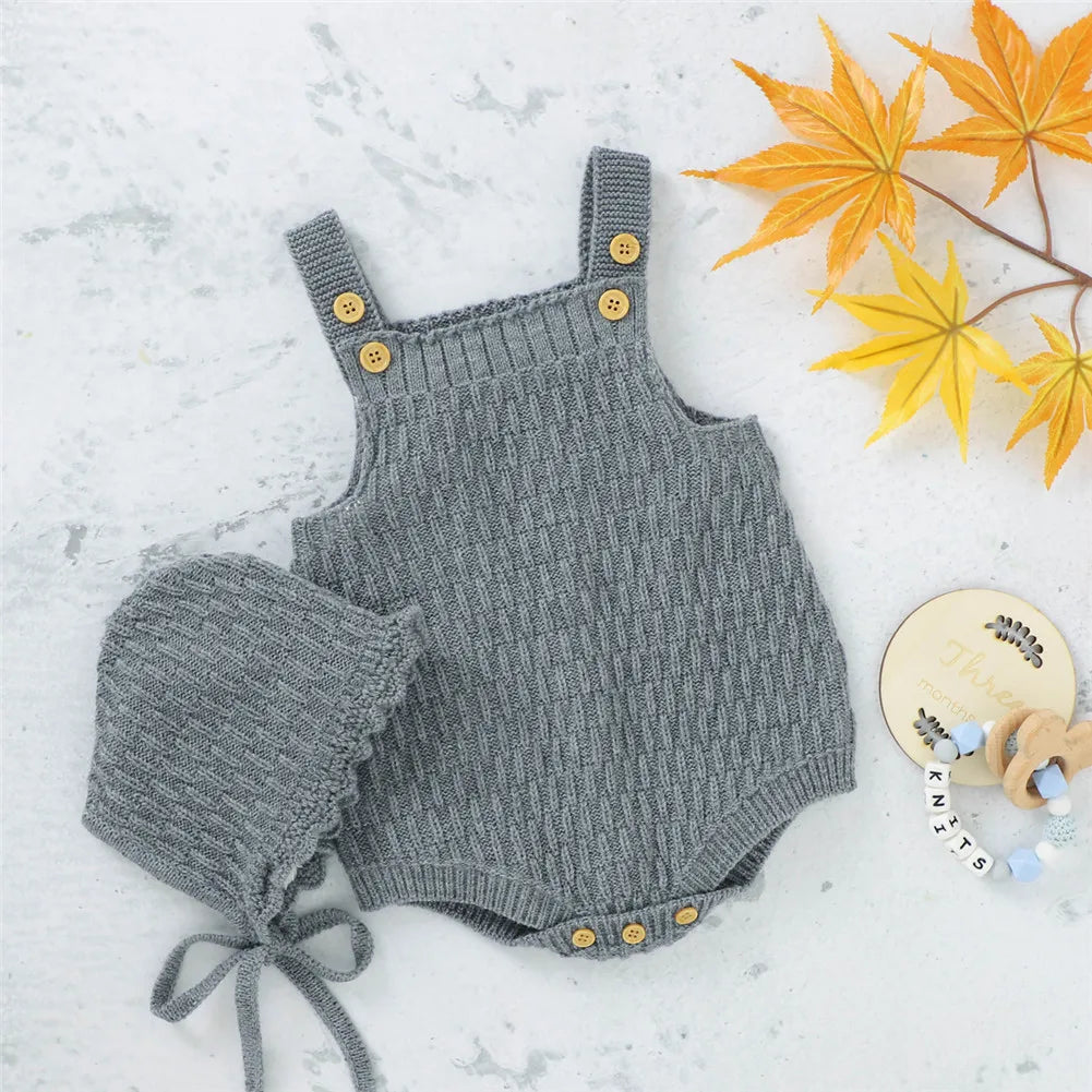 2Pcs Set Baby Knitted Romper Set