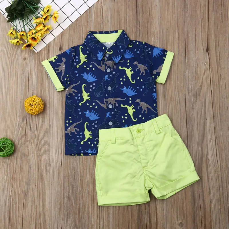 2PCS Cotton T-Shirt and Denim Shorts for Boys