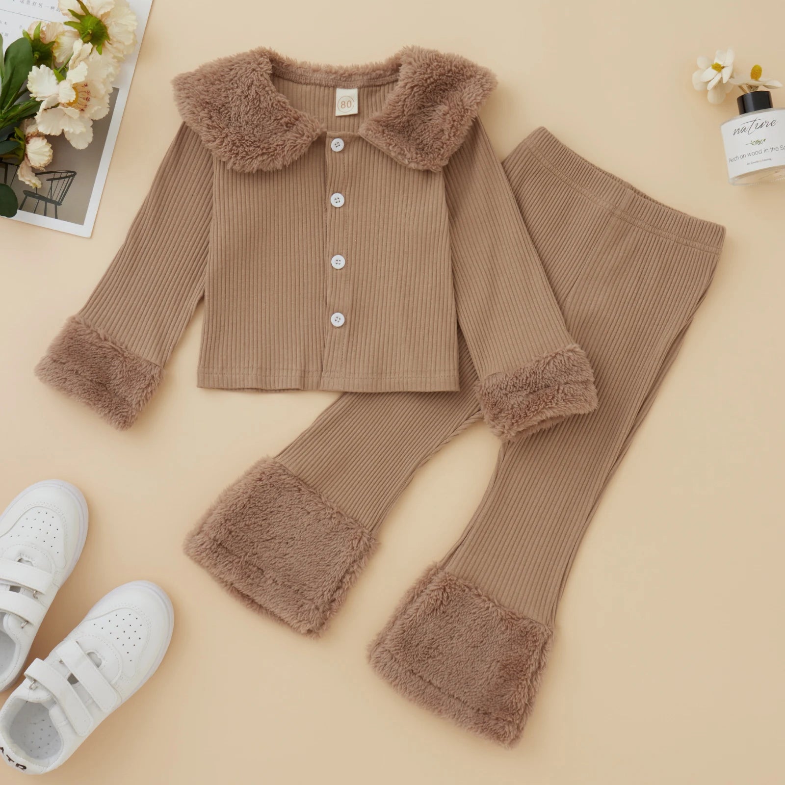 MOMSTAG Baby Girl Casual Autumn Winter Long Sleeved Jacket + Pant