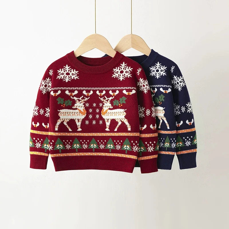 navy and red christmas knitted sweater, holiday pullover