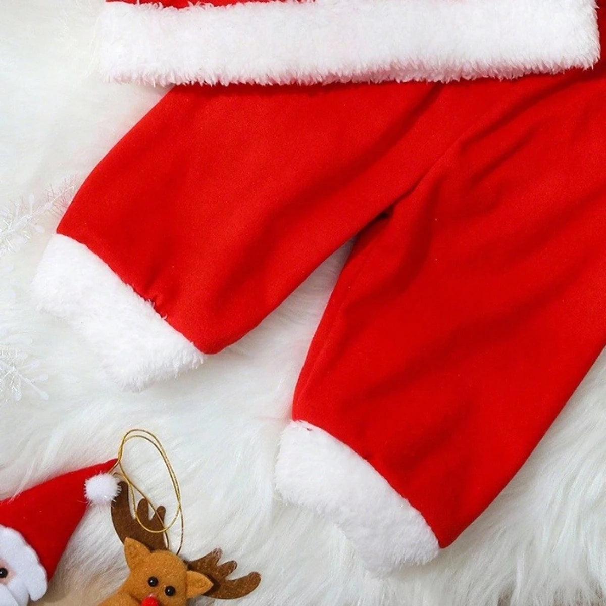 detailed view of pants bottoms from santa claus baby costume