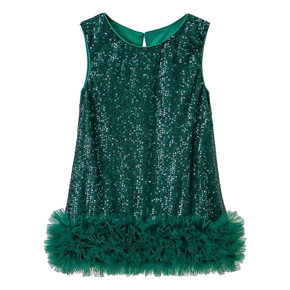 Girls Sparkly Sequin Princess Dress | Sleeveless Party Gown for 2–8 Years