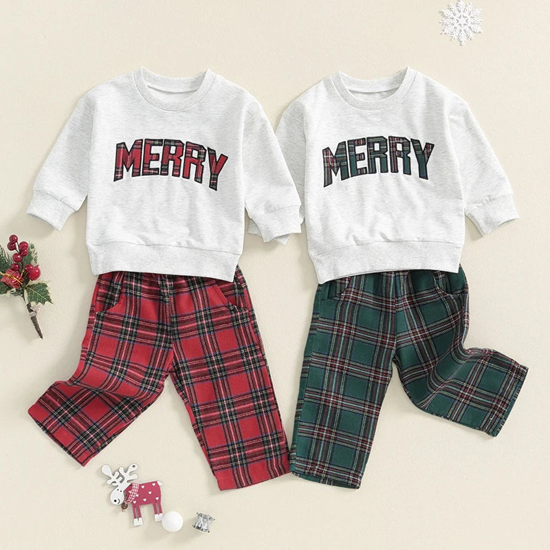 MOMSTAG 6M-4Y Boys Girls Christmas 2PCS Outfit Sets