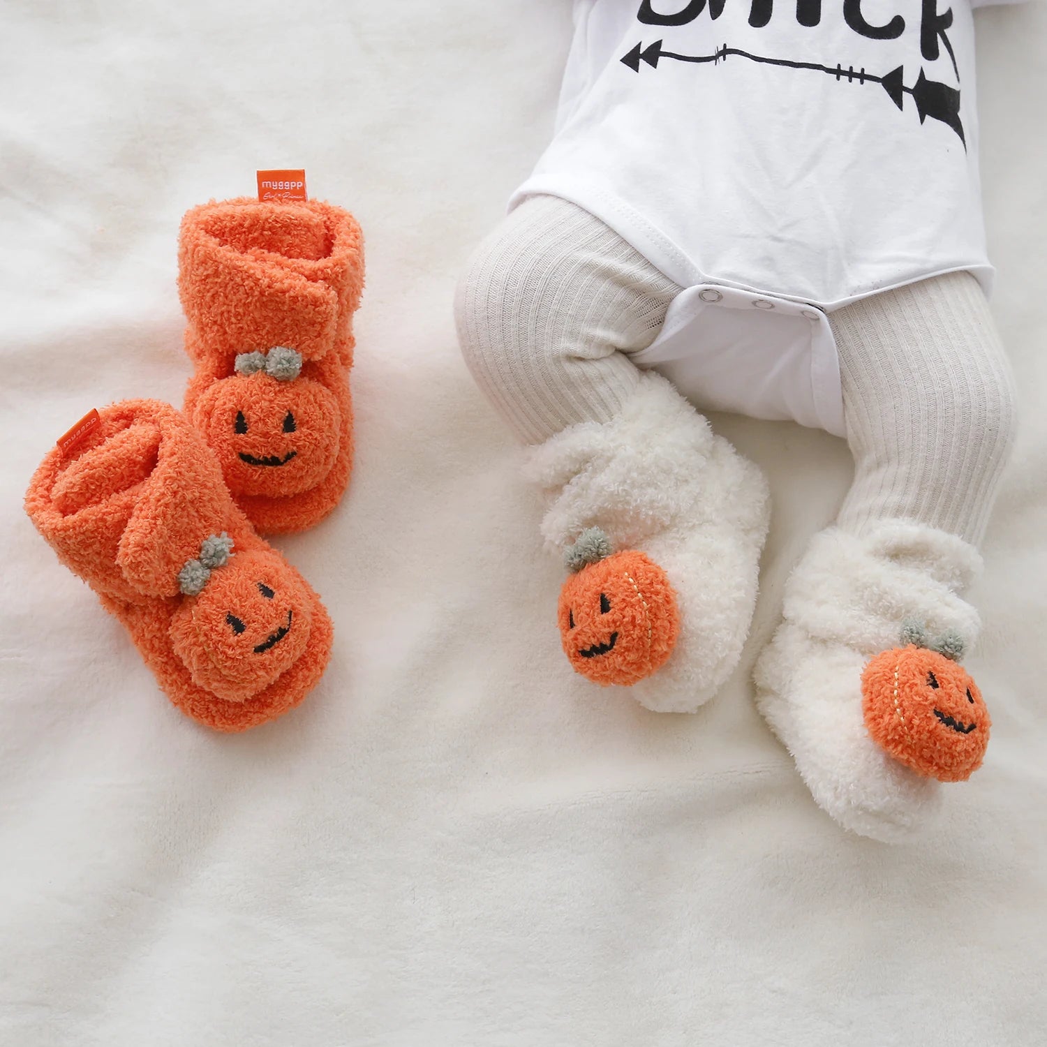 Halloween Pumpkin Baby Booties Newborn Crib Sock Shoes