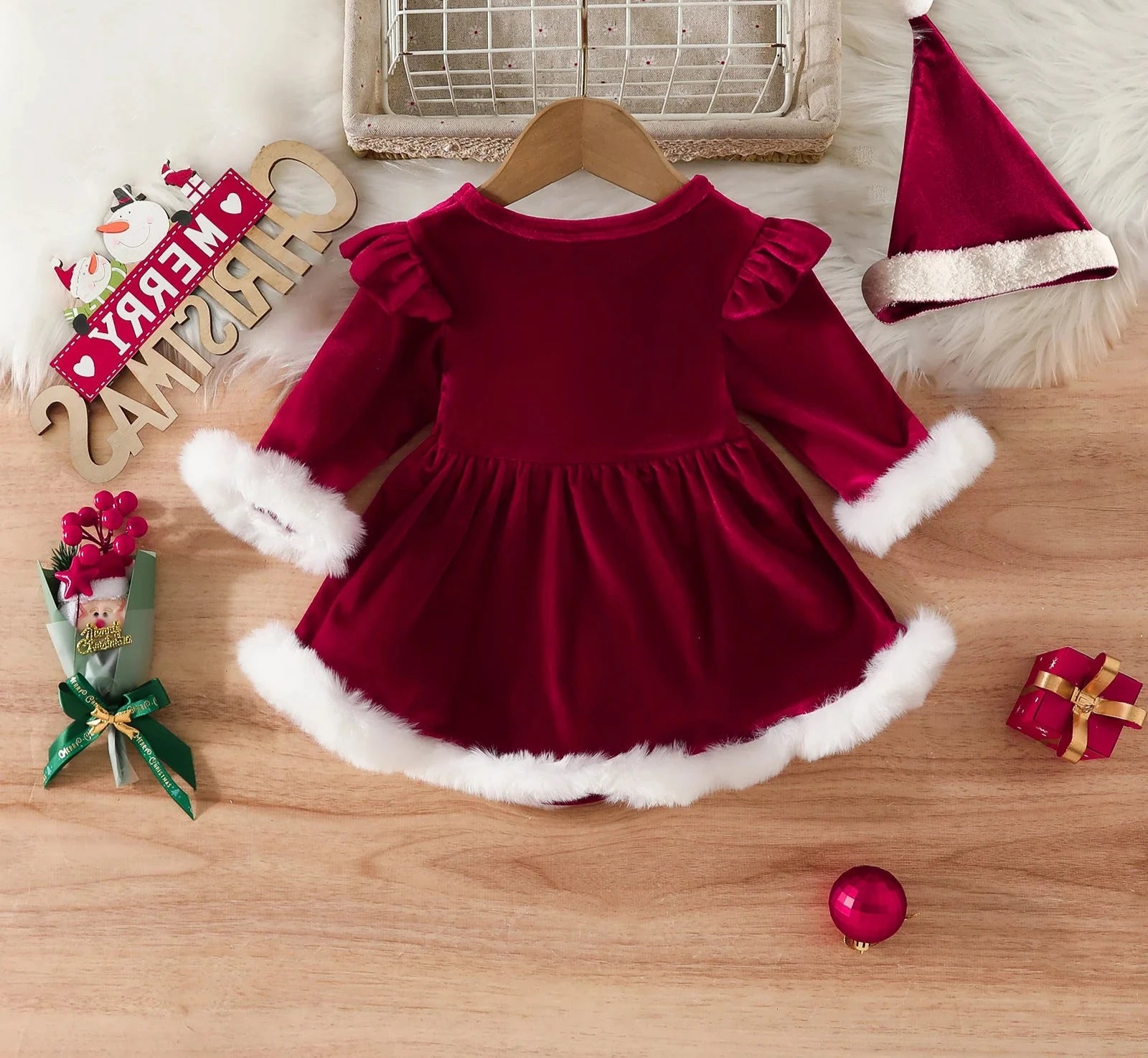 MOMSTAG Girls Newborn My First Christmas Baby Costume