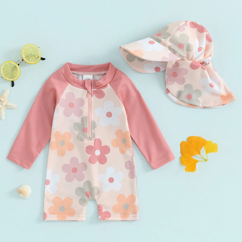 Floral/Tropical Tree Print Zip Up Swimwear Bathing Suit