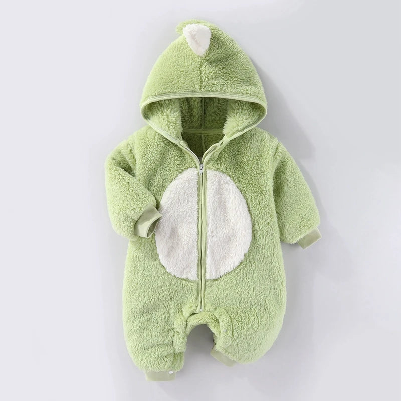 Cute Baby Flannel Zip Up Jumpsuit 3-18M