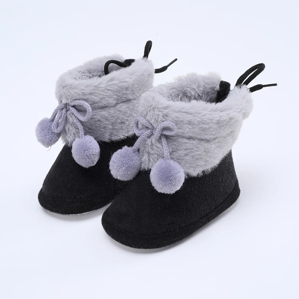 Soft Sole Fur Snow Booties for Babies