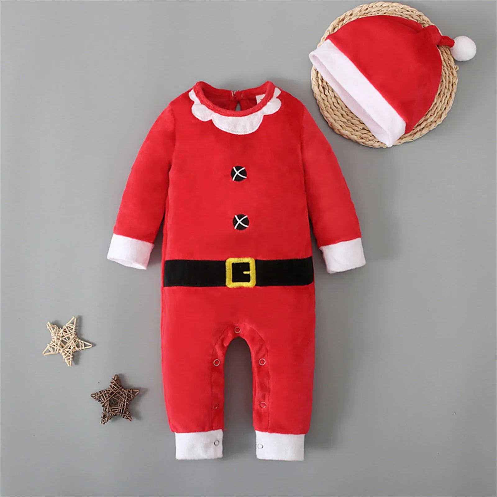 MOMSTAG Newborn Christmas Outfits Romper Hat Set