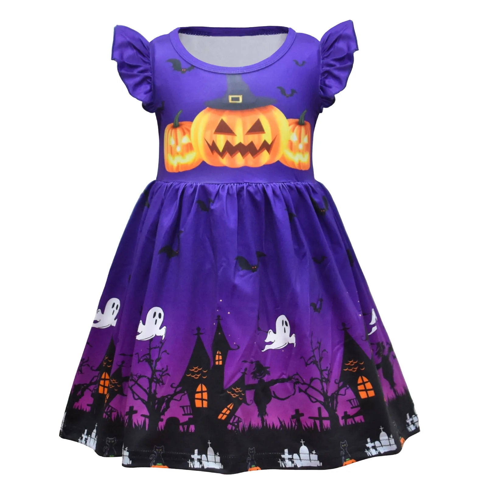 Halloween Toddler Girls Pumpkin Dress Baby Party Witch Costume