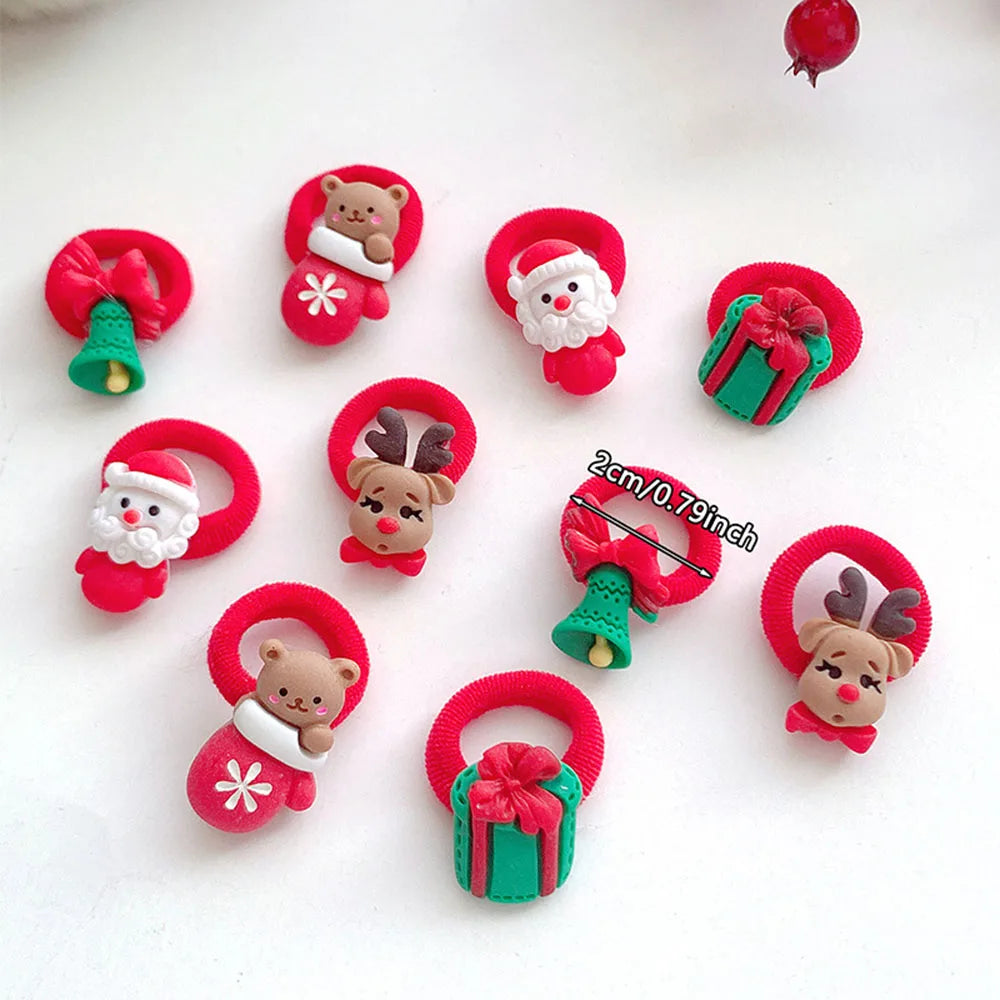 10pcs Christmas Hair Ties  Girls Gift Set