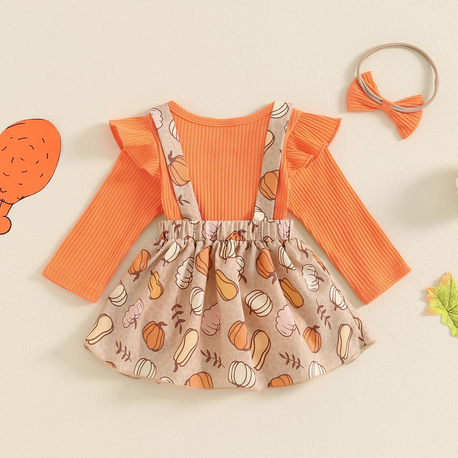 3PCS Autumn Baby Girls Clothes for Thanksgiving