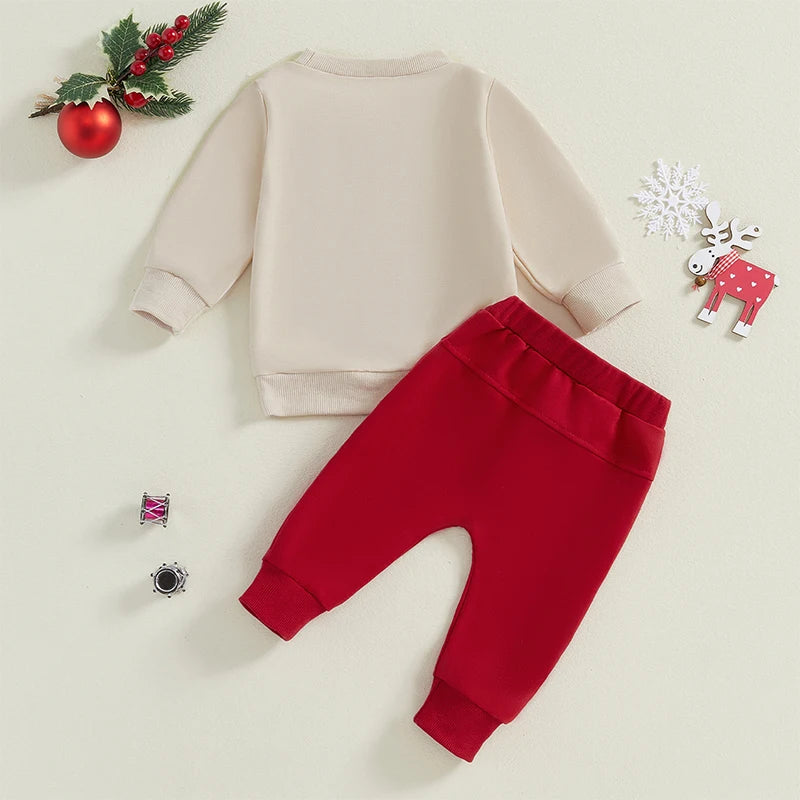 New Christmas Long Sleeve Embroidery Sweatshirt Pants Set