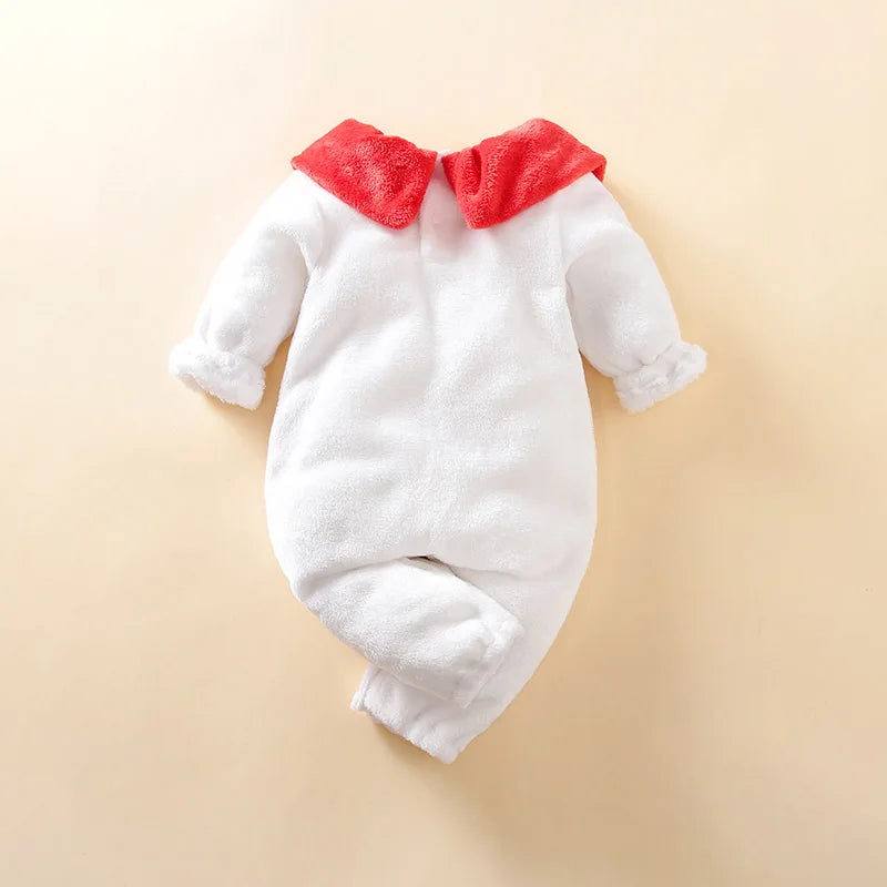 Baby Snowman Plush Romper – Winter Outfit 0-18M