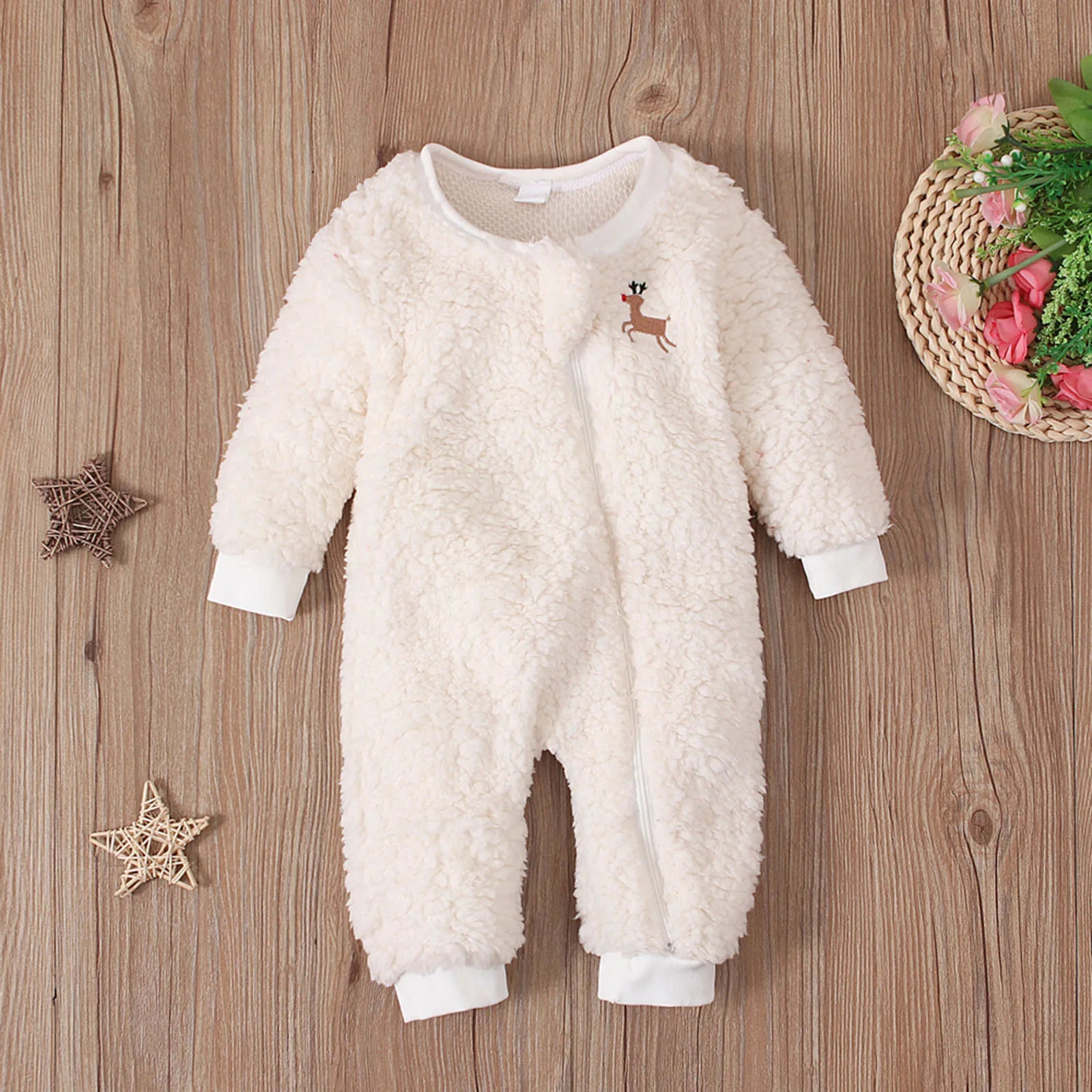 MOMSTAG Newborn Baby Jumpsuits Christmas Romper Winter Zip Up Costumes