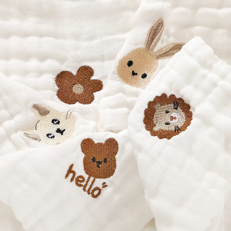 6 Layer Cotton Embroidery Burp Cloth