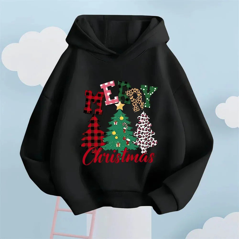 Christmas Tree Print Kids Hoodie