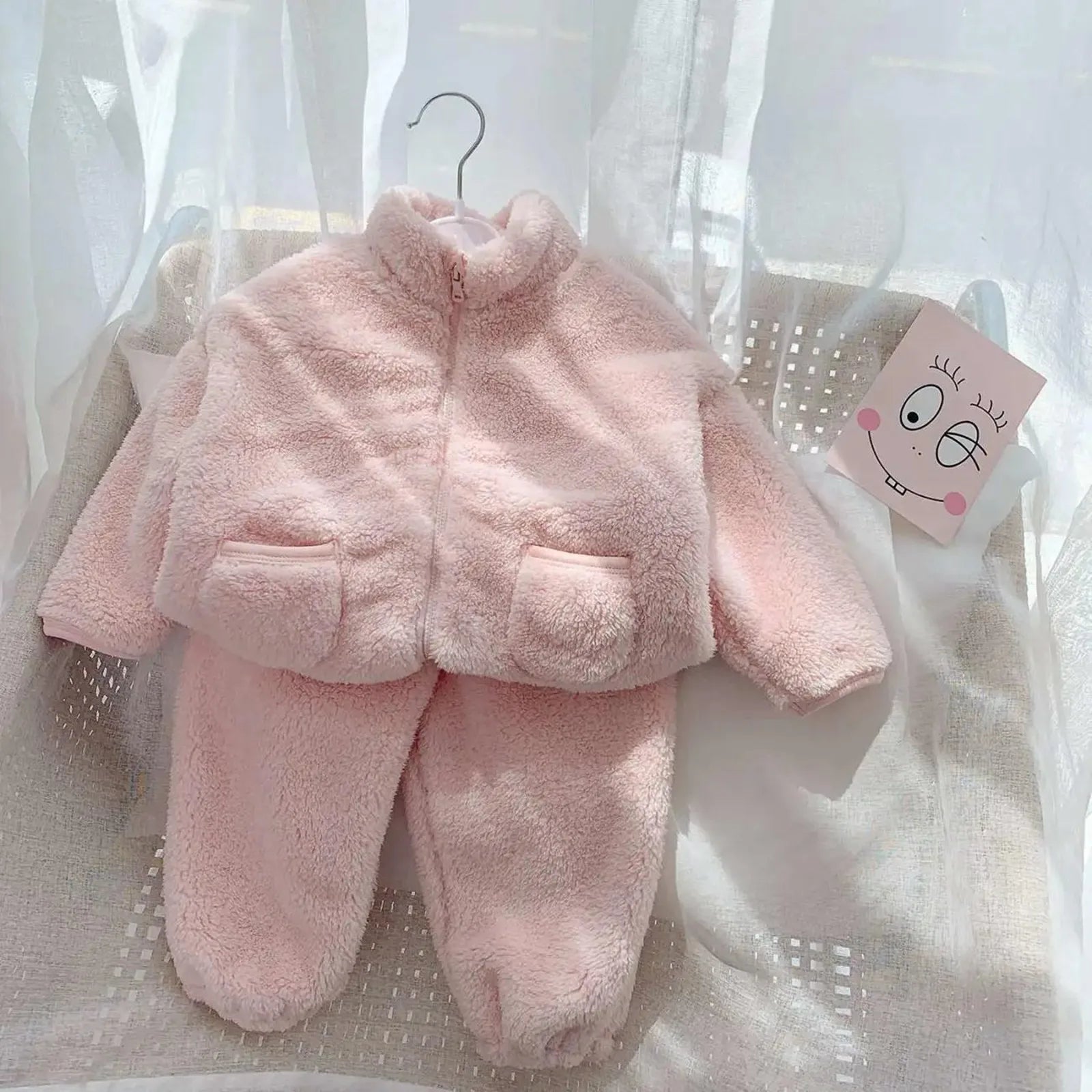 MOMSTAG Winter Baby Woolen Coats Top+Pants Two-piece Pajama Sets