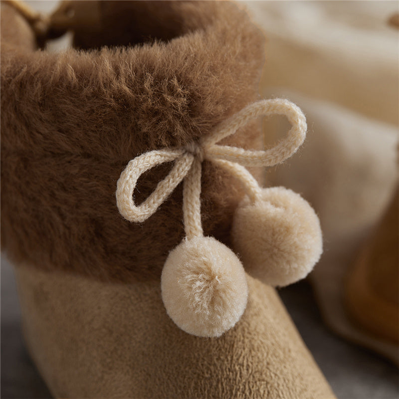 MOMSTAG Winter Warm Soft Sole Fluffy Lace up Boots for Toddlers