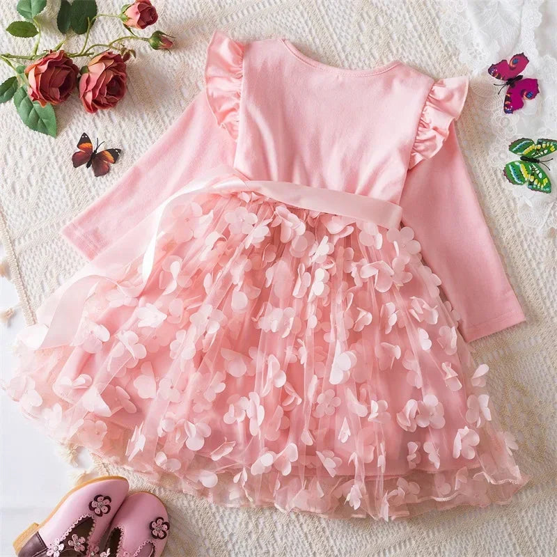 MOMSTAG Girls Fall Pink Princess Dress