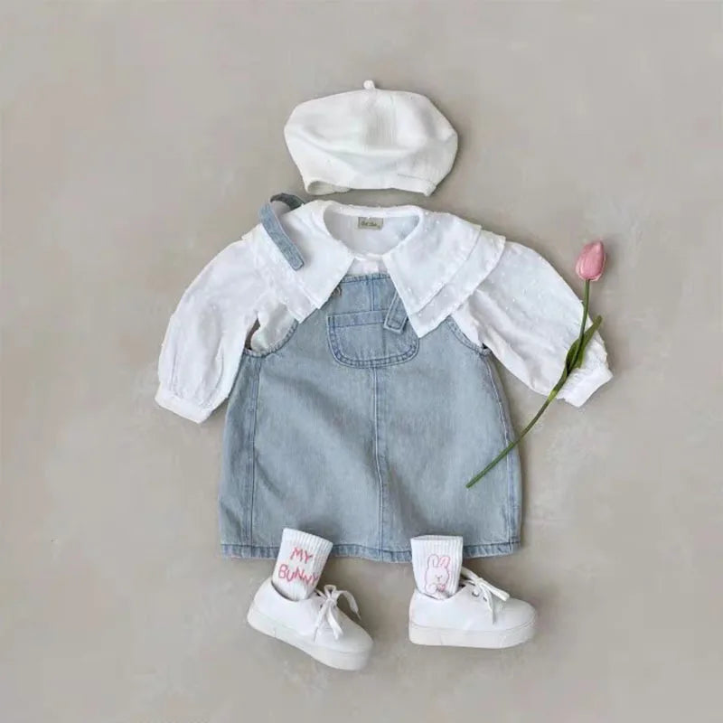 Baby Girls Sleeveless Denim Strap Dress