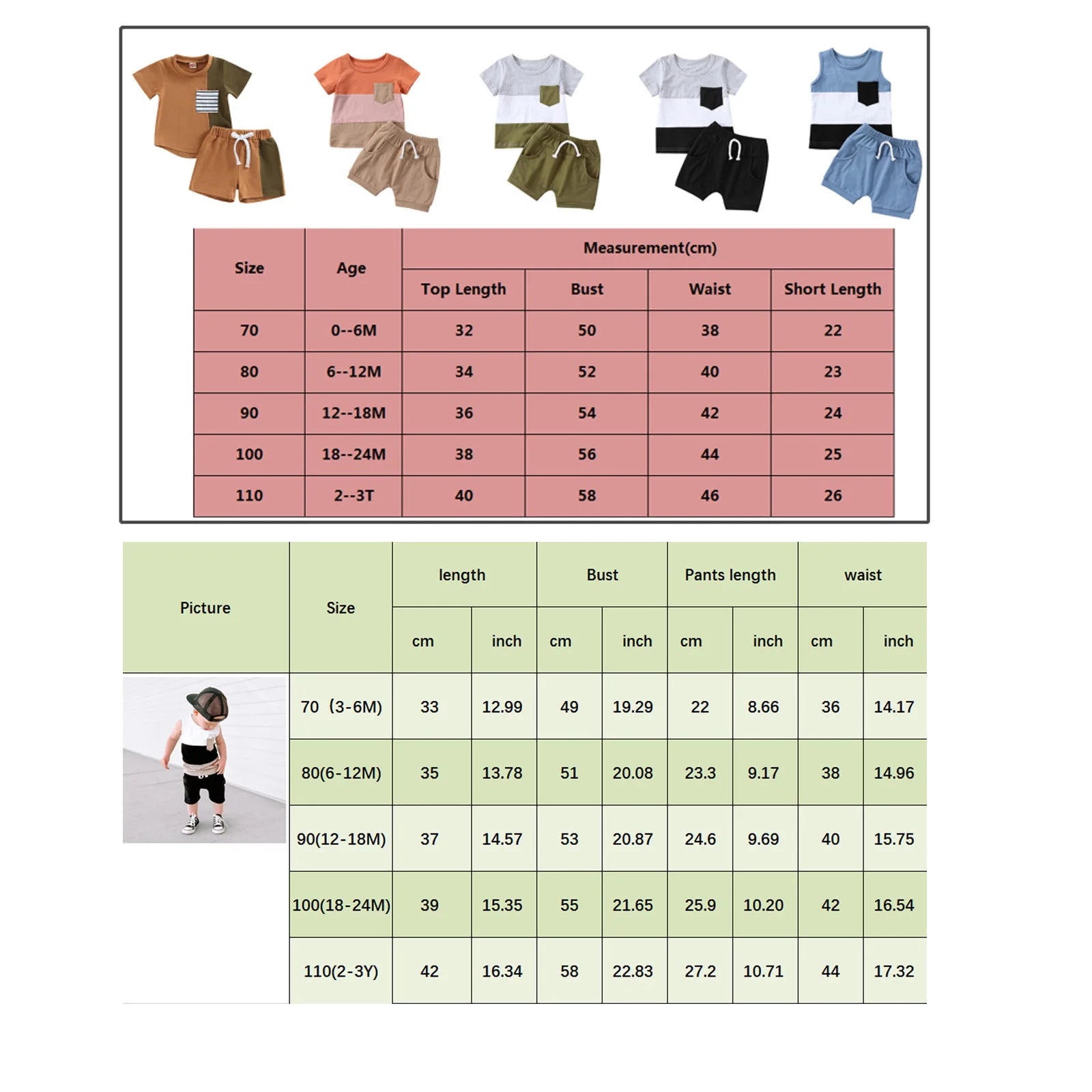 Infant Baby Boys Sleeveless Vest with Pocket + Shorts 2pcs