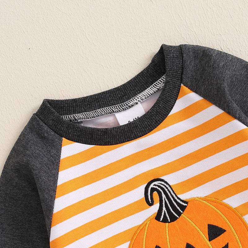 Toddler Halloween Embroidered Long Sleeve Sweatshirt & Pants Outfits