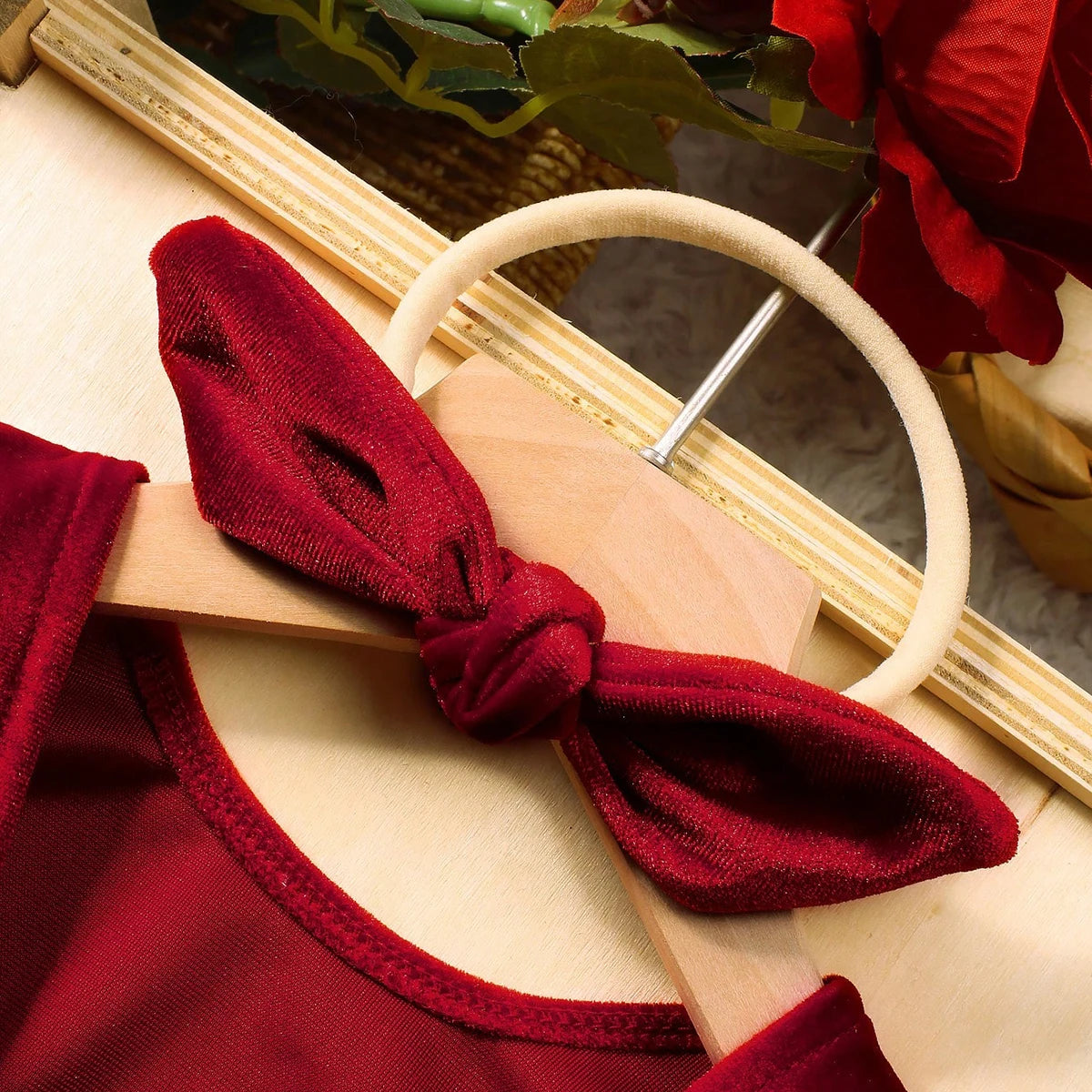 Newborn Girl Christmas Romper Photo Shoot Outfit Set