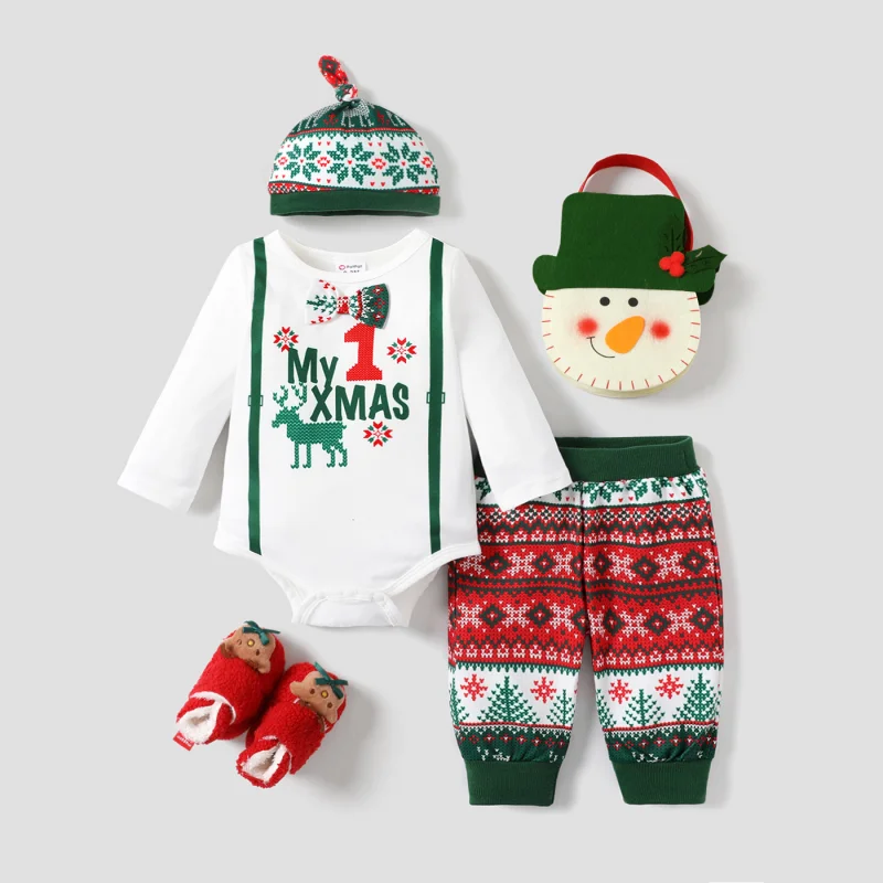 MOMSTAG Baby Boy Secret Button Christmas Bohemia Jumpsuit