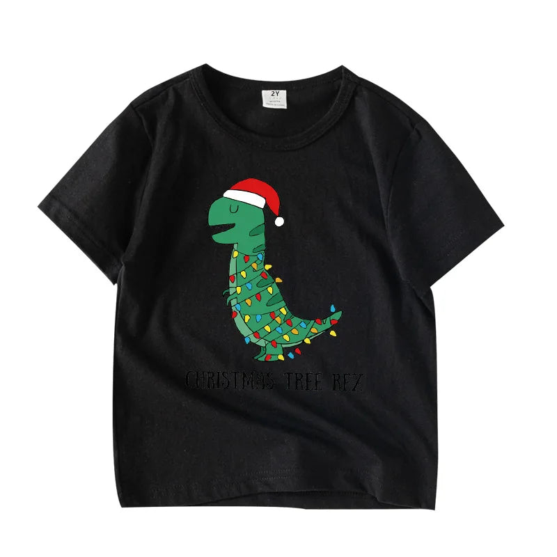 Kids Funny Christmas T-rex Shirt